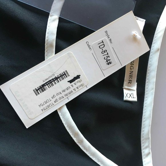 Today's Designer Black with White Trim Blouse - Picture 5 of 8